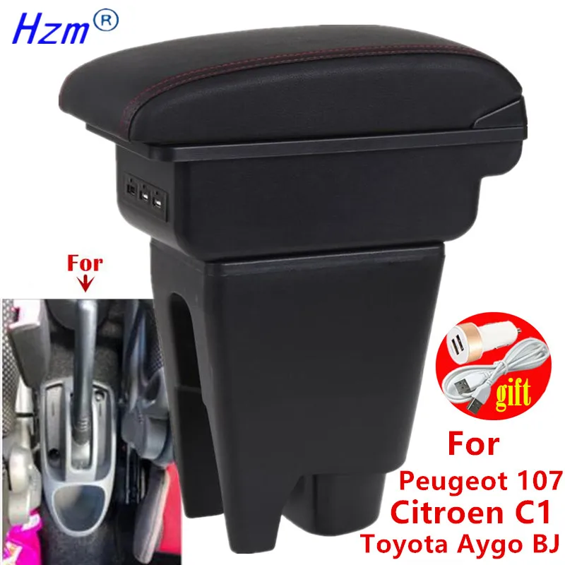 

For Citroen C1 Armrest Box For Peugeot 107 Toyota Aygo BJ Armrest Store box Interior detail Simple installation Car Accessories