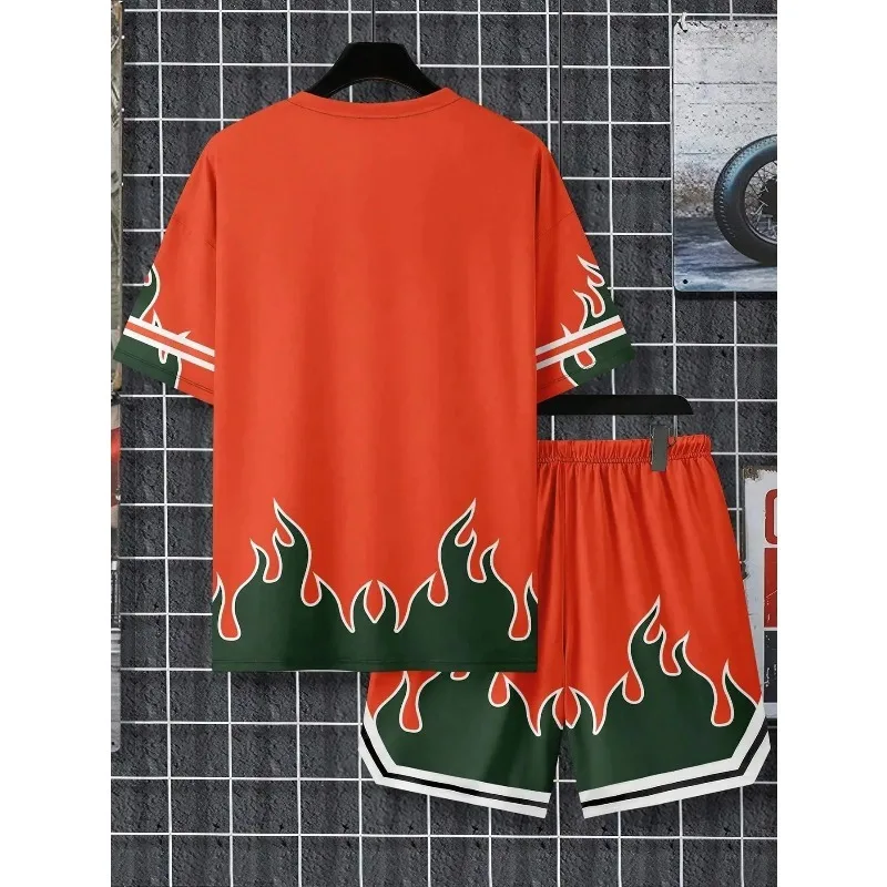 2025 Summer New Men's 3D Printed Casual Fashion Lightweight Breathable Outdoor Short Sleeved Shorts Set