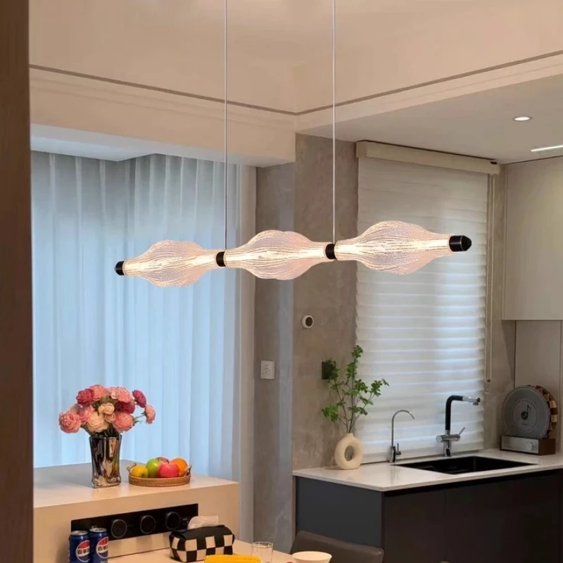 

Italian Design led Pendant Light Modern Dining Room Island Counter Resin Acrylic Long Straight Pendant Light Led Chandeliers