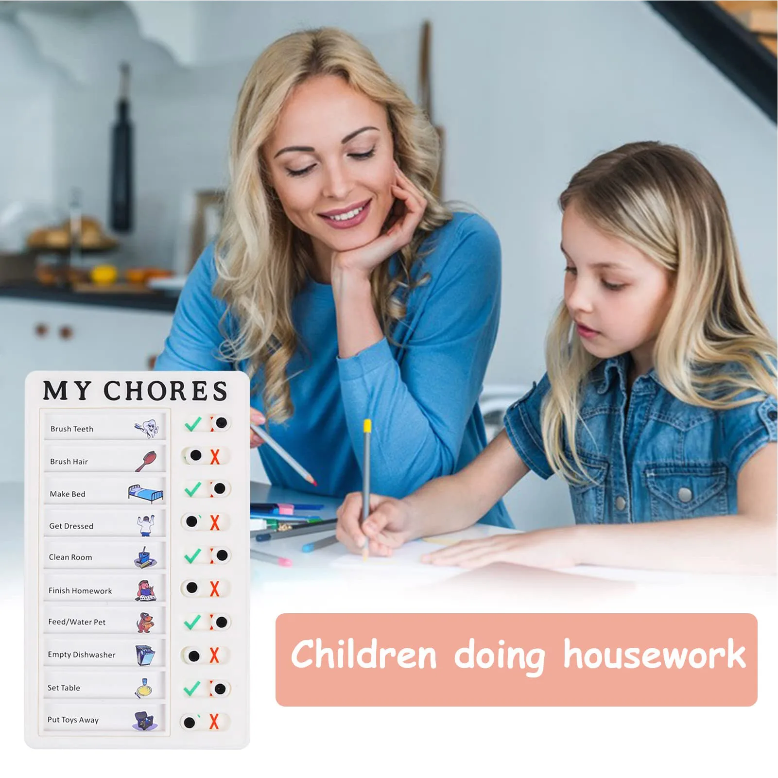 Chores Portable Memo Board RV Checklist PP Checklist Board With Slider Portable Detachable Message Board Feel Comfortable Kids