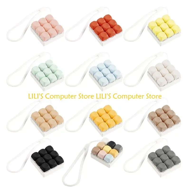 

A52B Colorful Keyboards Clicks Keychain Toy Keycap Tester Stress Reliever Featuring 9 Mechanical Switches Button