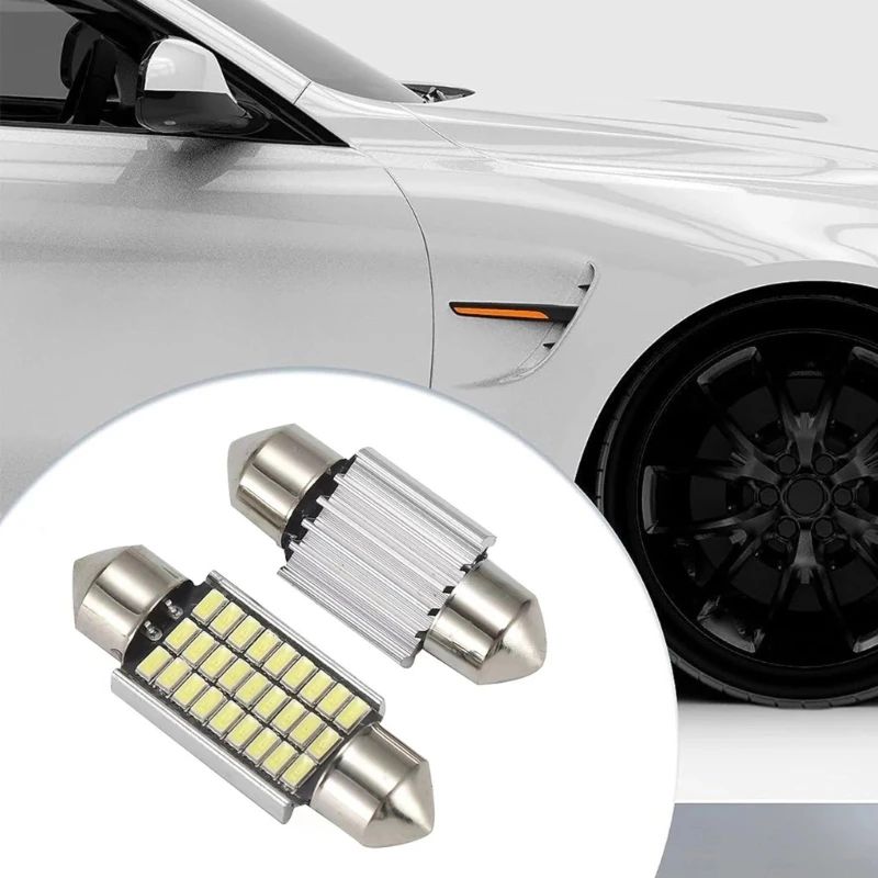12V Car Cabin Light LED Bulbs, 5 Pack Festoon Interior Reading Trunk Lamps with Double Ended Metal Ends Set