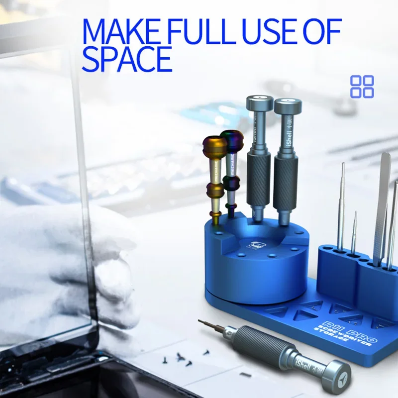 MECHANIC R11 Pro 360° Rotating Screwdriver Tweezer Storage Box with Non-slip Base Universal Aluminum Alloy Repair Parts Holder