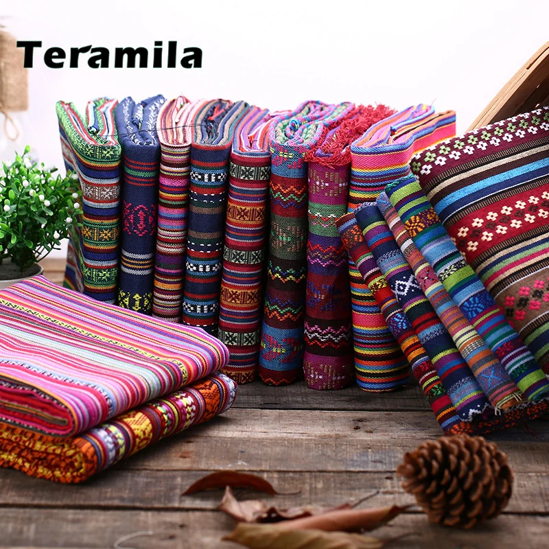 Teramila Baumwoll-Leinen-Stoff im Ethno-Stil für Hotel- und Bar-Tischdecken, Kissen, Sofabezüge, Textil-Patchwork, Vorhänge und Dekorationsmaterialien – Detail 5