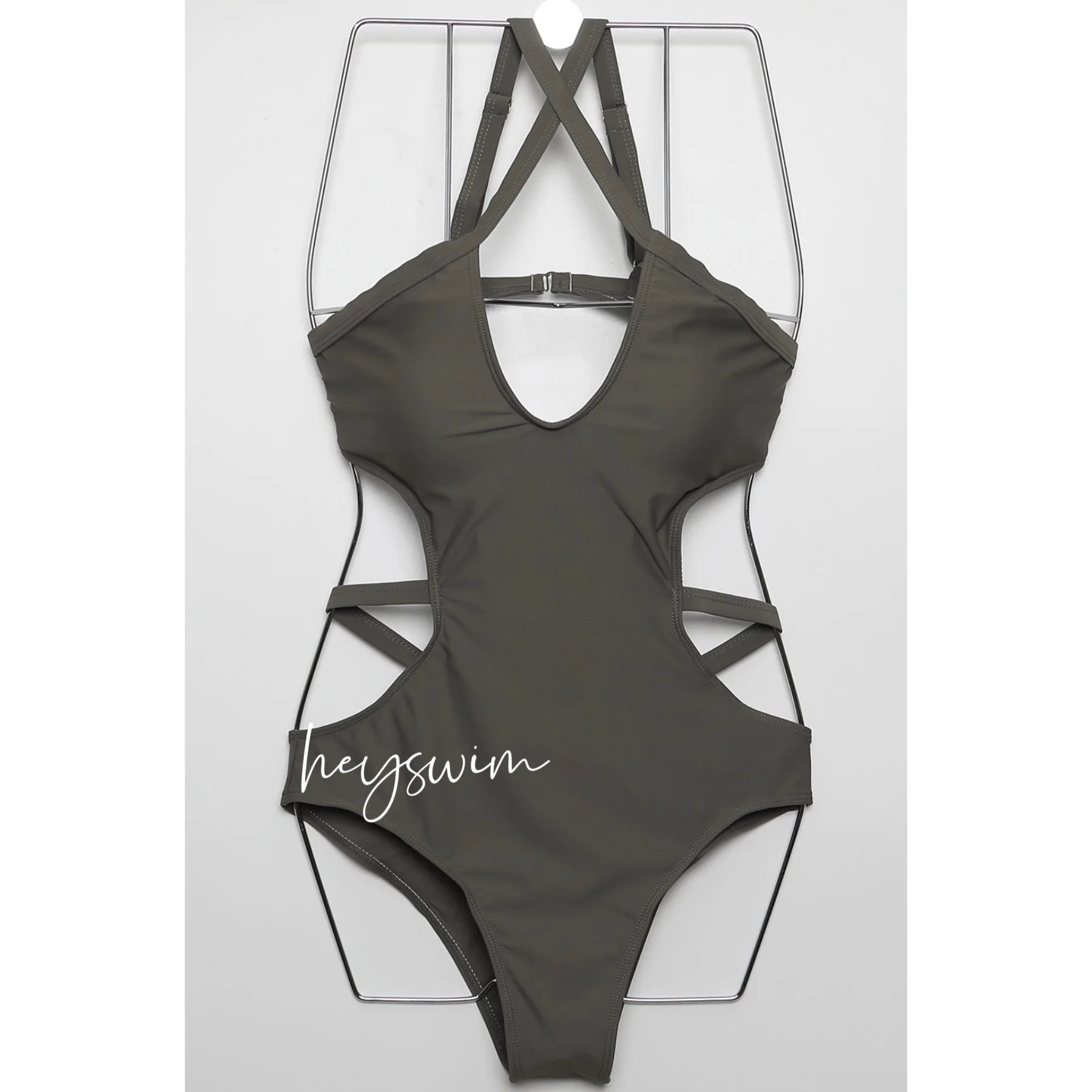 Costumi da bagno 2024 Moda donna Bikini tinta unita costume da bagno Backless sexy costume intero primavera calda