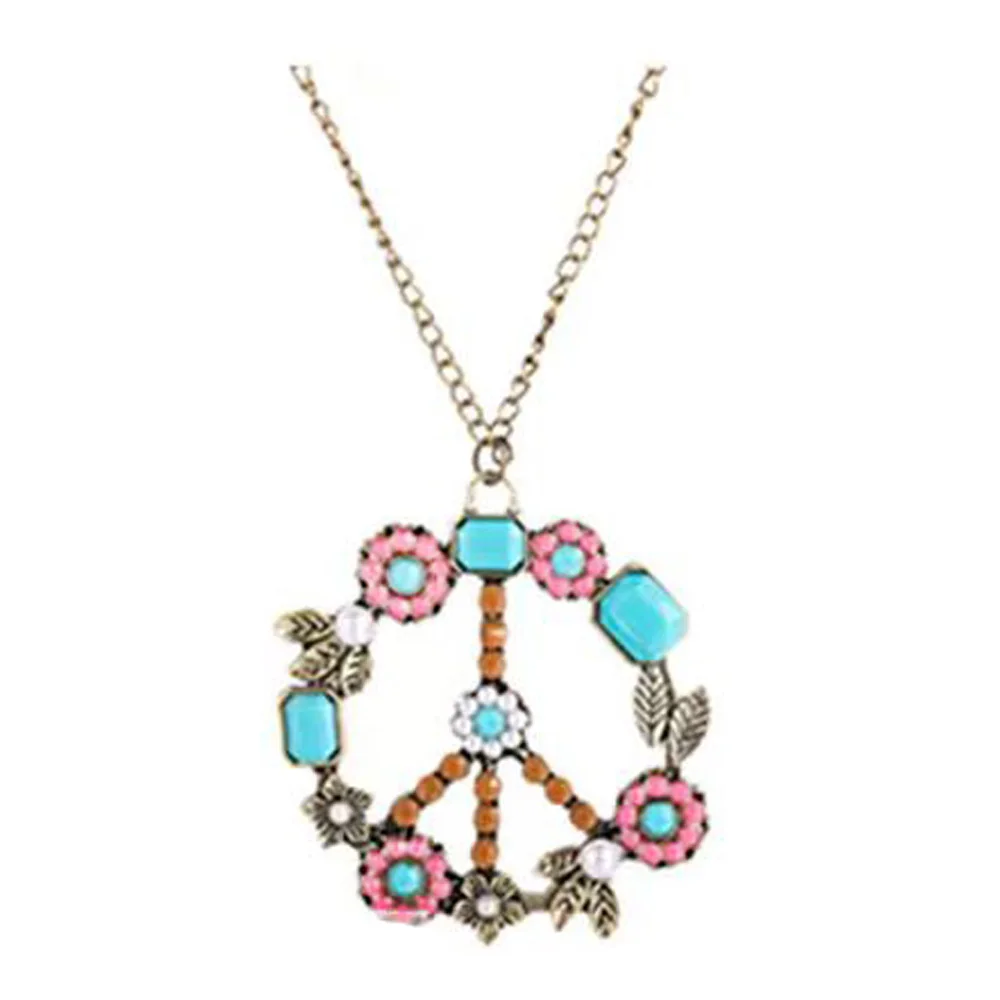 PESENAR Hippie Costume Accessories Include Sunglasses, Peace Sign Necklace, Boho Headband and Earring for 60s 70s Party