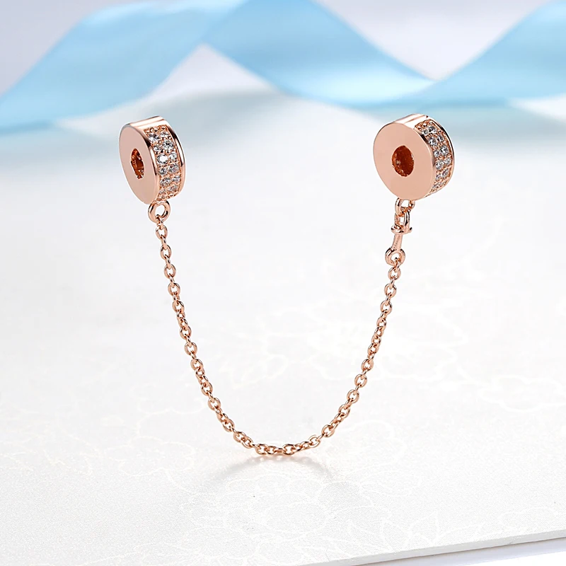925 Sterling Silver Charms Safety Chain Music Notes Love Heart Pendant Beads Fit DIY Bracelets Bangles Women Diy Jewelry view 4