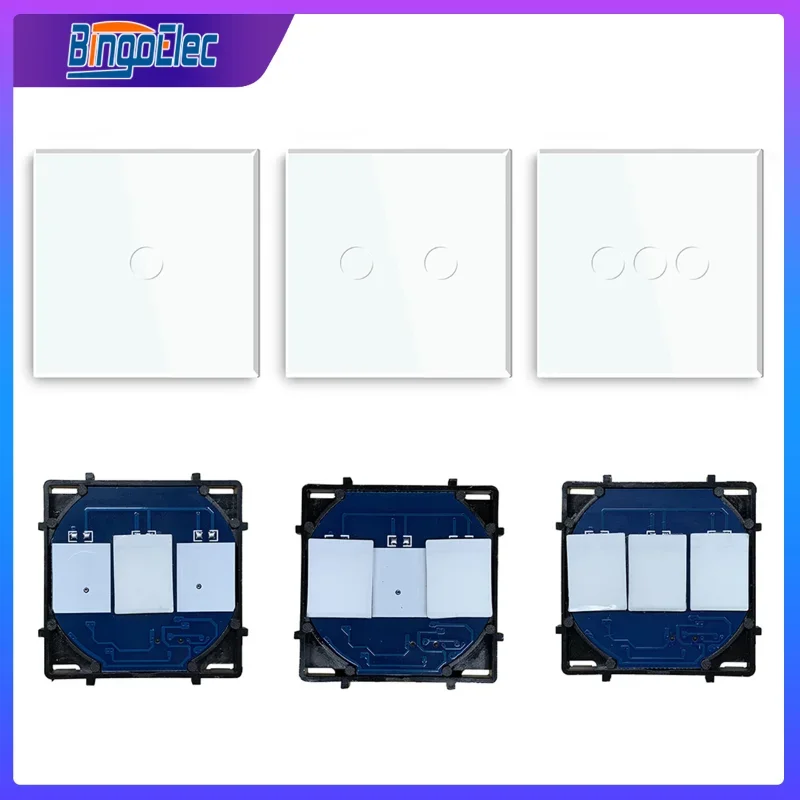 Panel Bingoelec do włącznika światła, szkło do podstawy przełącznika dotykowego naściennego DIY część z perłowym szkłem kryształowym 86mm 157mm pojedynczy panel