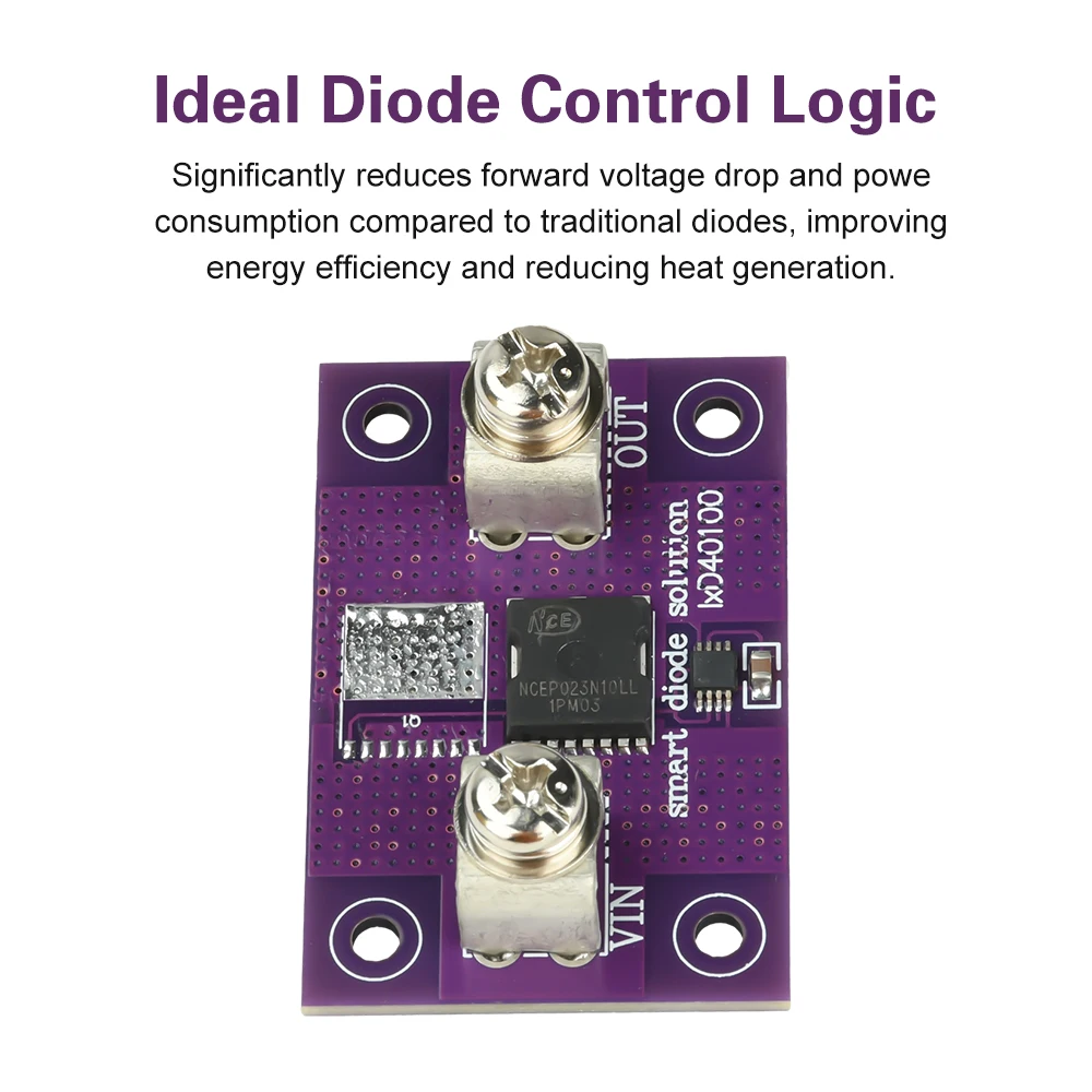 وحدة صمام ثنائي مثالي عالي التيار 40A 60A لا يوجد حد جهد شحن الطاقة الشمسية مضاد للعكس ومضاد للتدفق الخلفي مقوم الصمام الثنائي المثالي