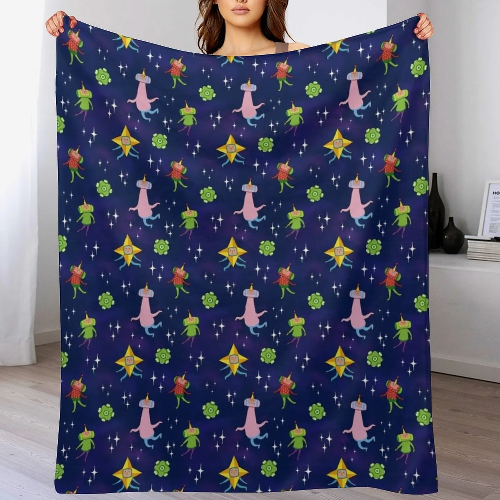 Katamari Space Pattern Throw Blanket Long Lasting Soft Plush Blanket for Daily Use