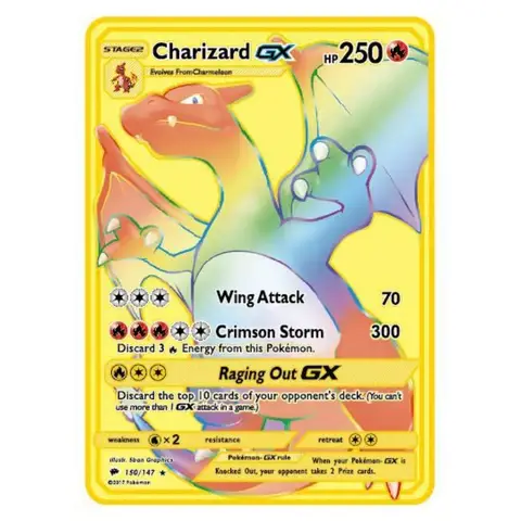 Pokemon Collect Points High Hp Gold Black English French Metal Cards Vmax Mega GX Game Collection Cards Charizard Pikachu Mewtwo
