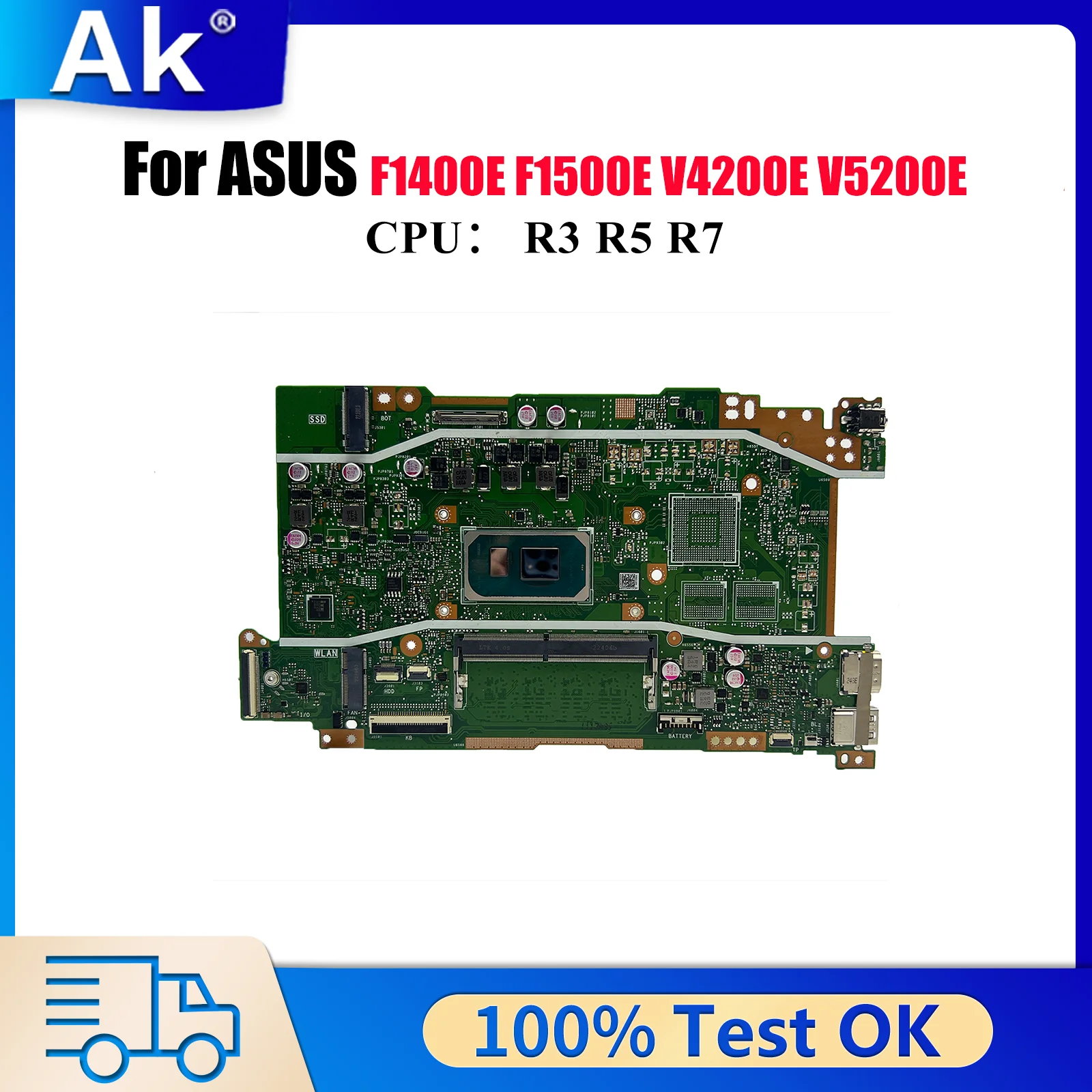 

X515EA Laptop Motherboard For ASUS VivoBook F1400E X515EP V4200E X515EA V5200E F1500E X515E X515EQ Mainboard With R3 R5 R7 CPU