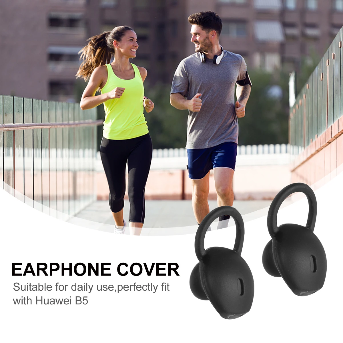 

1 Set 4pcs Plug Cover Ear Bud Anti Earbuds Headphone Accessories Compatible for Huawei B5 (Black S)