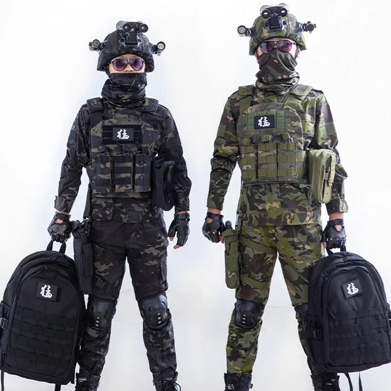 Camouflage-uniformen voor kinderen Training met meerdere zakken voor jacht op CS-specifieke uniformen Buitensportuitrusting voor ouders en kinderen