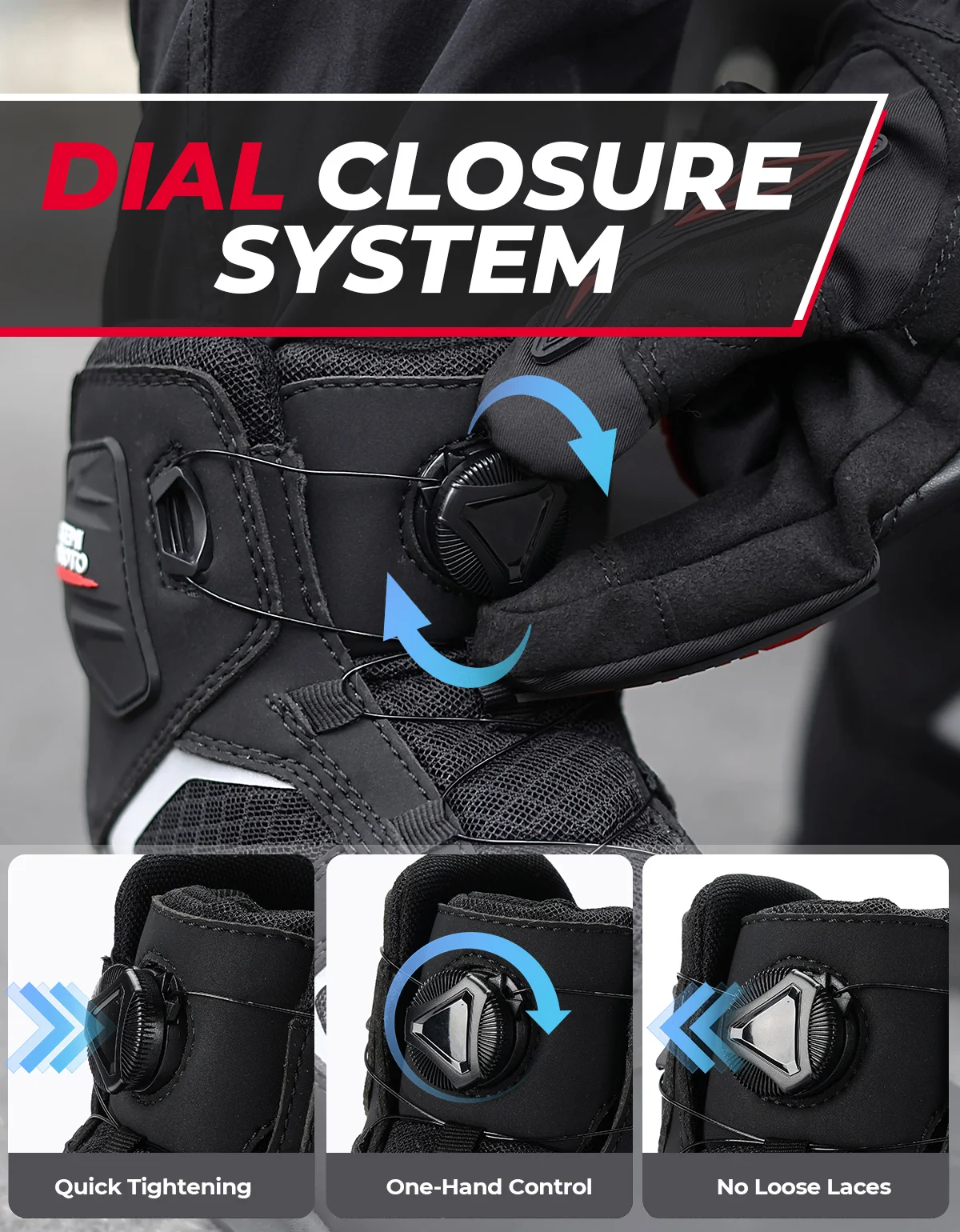 Motorcycle Shoes for Men Lace-Free Boots Summer Breathable Mesh Upper Riding Urban Commuter Motorcycle Footwear