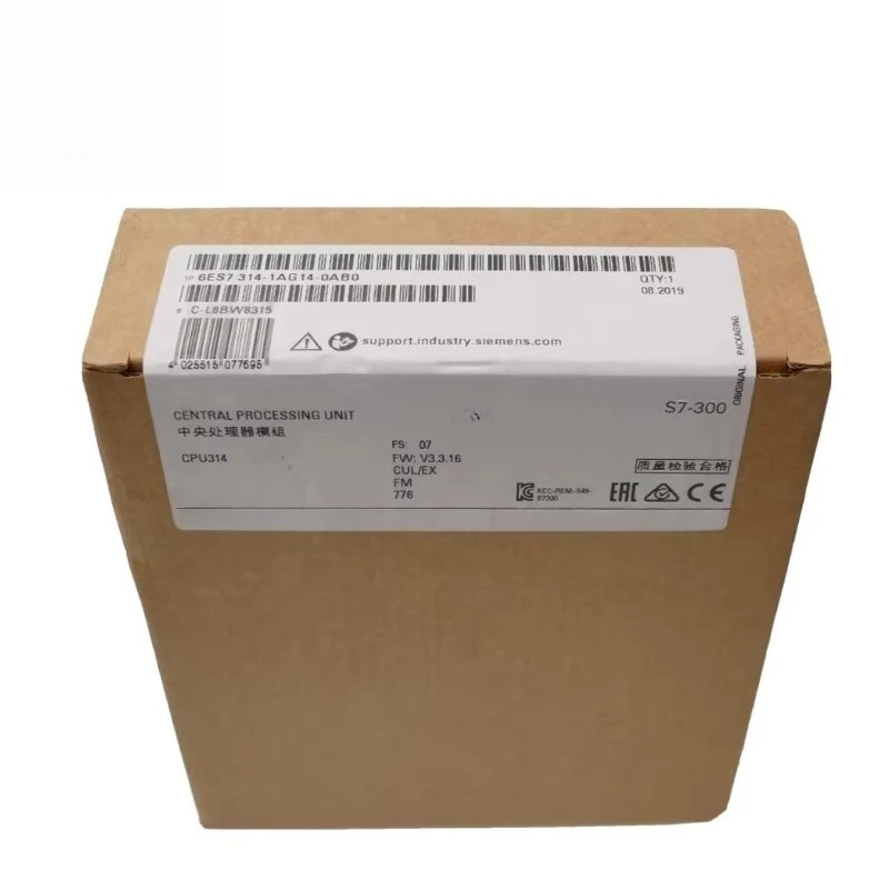 

6ES7314-1AG14-0AB0 New S7-300, CPU 314 with MPI Central Processing Unit, Integrated Power Supply 24V DC