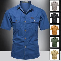 Estate Quick Dry manica corta Army Fan camicia tattica Mens sottile traspirante risvolto camicie Cargo top Outdoor escursionismo camicia militare