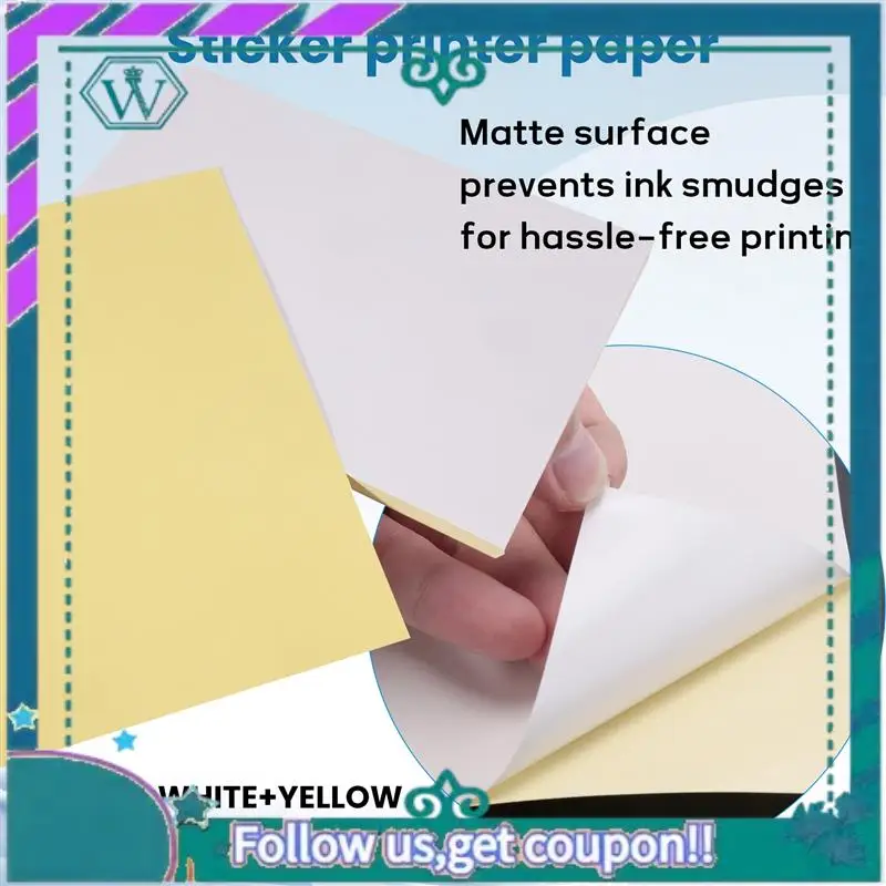 A75Q-50 Sheets A4 White Self Adhesive Waterproof Sticker Label Surface Paper For Lazer Inkjet Printer Copier
