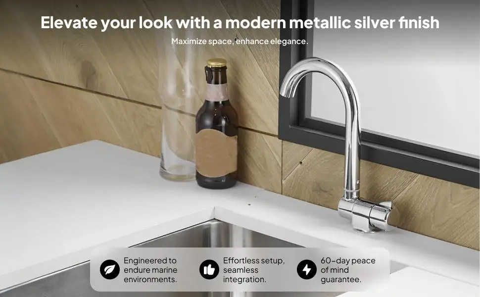 

Single Cold Water Faucet Chrome Alloy 360 Degree Swivel Modern Kitchen Bathroom Tap for Marine Boat Toilet Pump