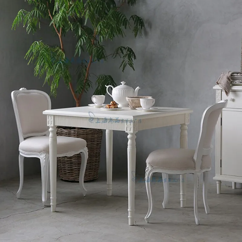 

French Vintage Style Solid Wood Slate Dining Table Cream Style Household Rectangular Table Beau Et Durable Dining Room Furniture