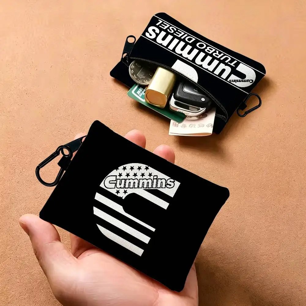 CUMMINS CAR Oxford Cloth Zipper Wallet Multifunctional Hanging Coin Bag For Credit Cards Keys Coins Earbuds