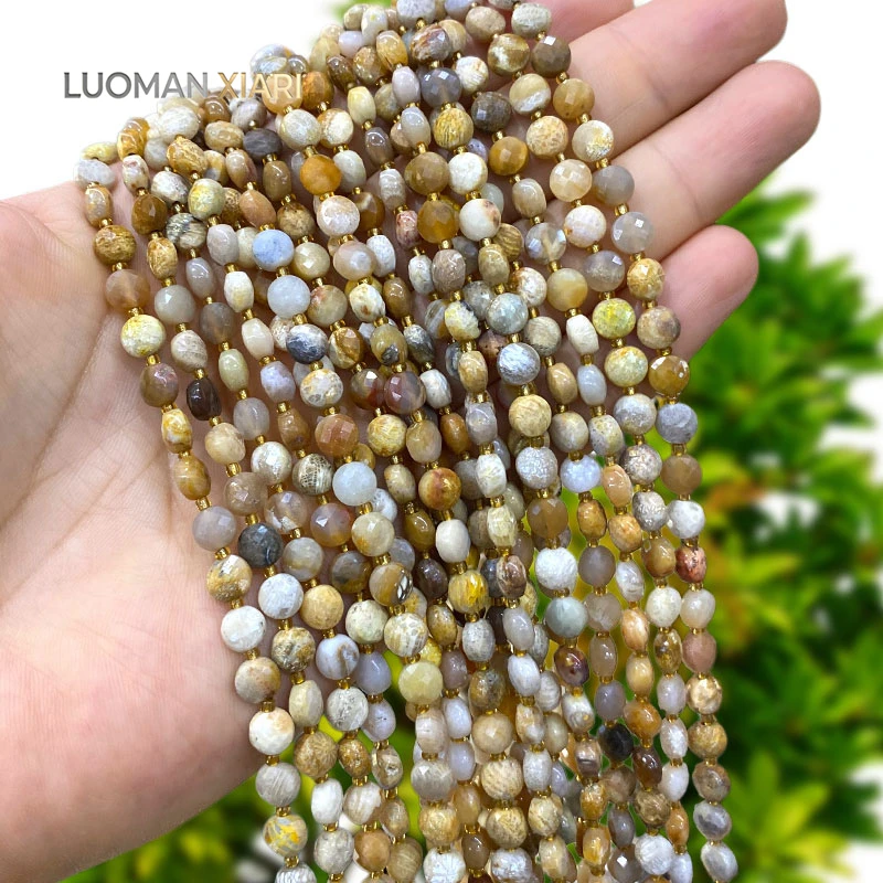 Großhandel Rondelle Facettierte Chrysanthemen-Jade 6mm Naturstein-Abstandsperlen für Schmuckherstellung DIY Armbänder Anhänger Zubehör – Detail 2