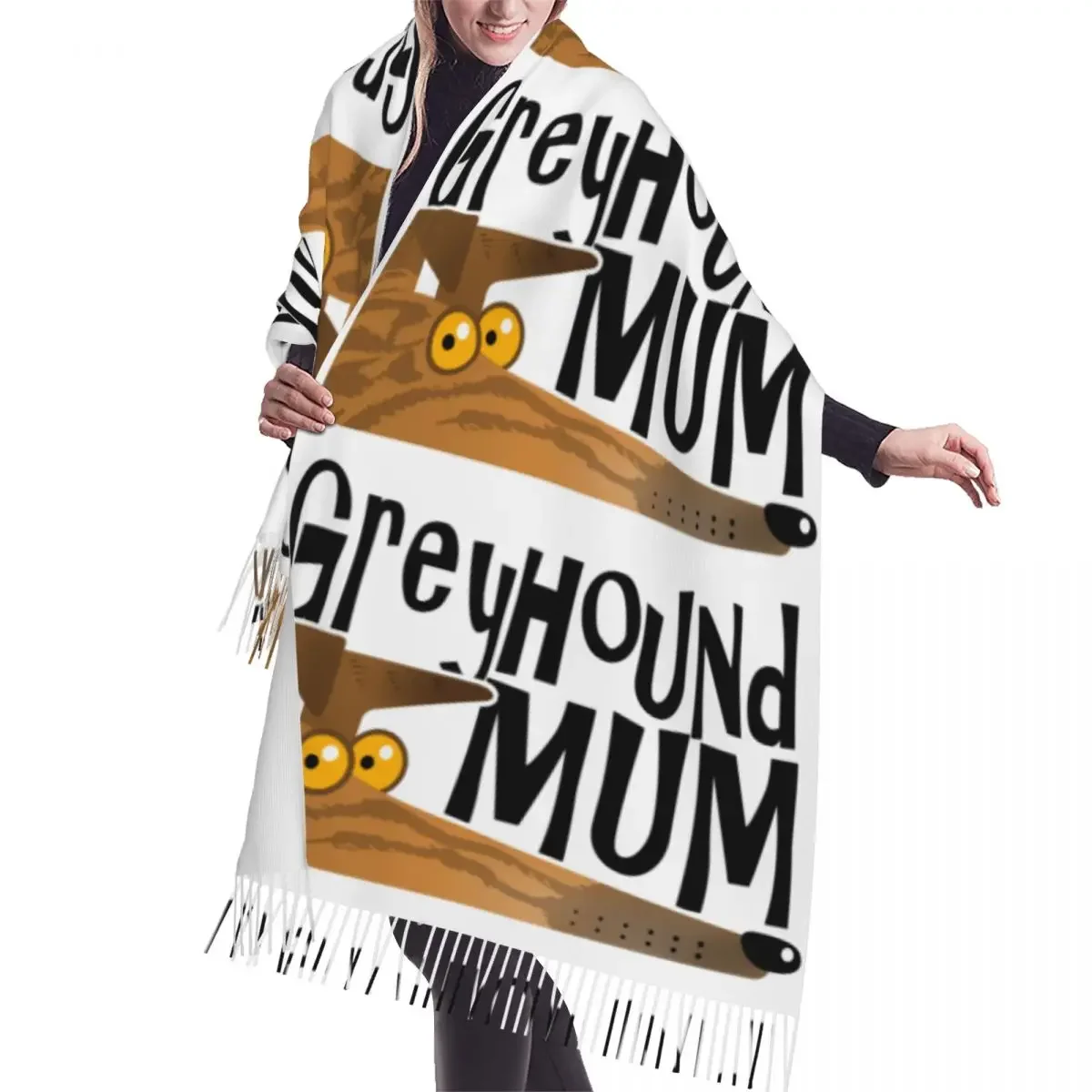 

Greyhound Mum женский шарф с кисточками мягкая шаль, женские зимние шарфы
