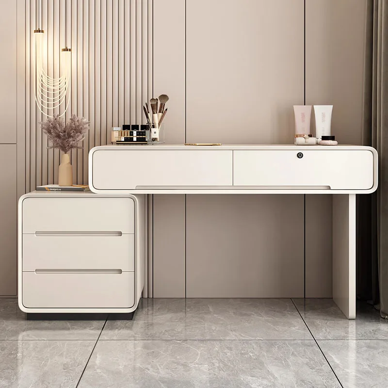 Bedroom Mirror Dressing Table Makeup Desk White Mobile Vanity Table Console Storage Tocadores Para El Dormitorio Room Furniture