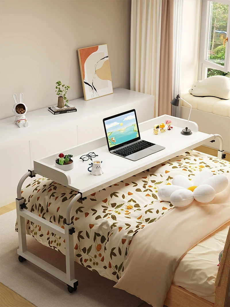 Cross-bed table for home use bed table movable desk computer desk bedroom bedside small table lazy people lift bed end table pneumatic lifting table stand simple automatic sofa bedside movable lazy person desk solid wood rostra table