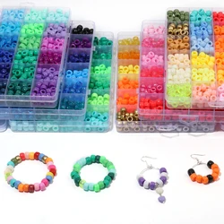 480pcs 6x9mm Boxed Multicolor Pony Acrylic Beads Set Box Hair Accessories Loose Beads DIY Bracelet Necklace Spacer Bead