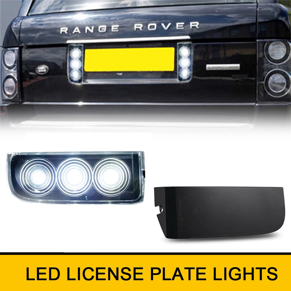 Free Error White LED Rear License Number Plate Light Lamps For Land Rover Range Rover L322 2003-2012 Auto Accessories