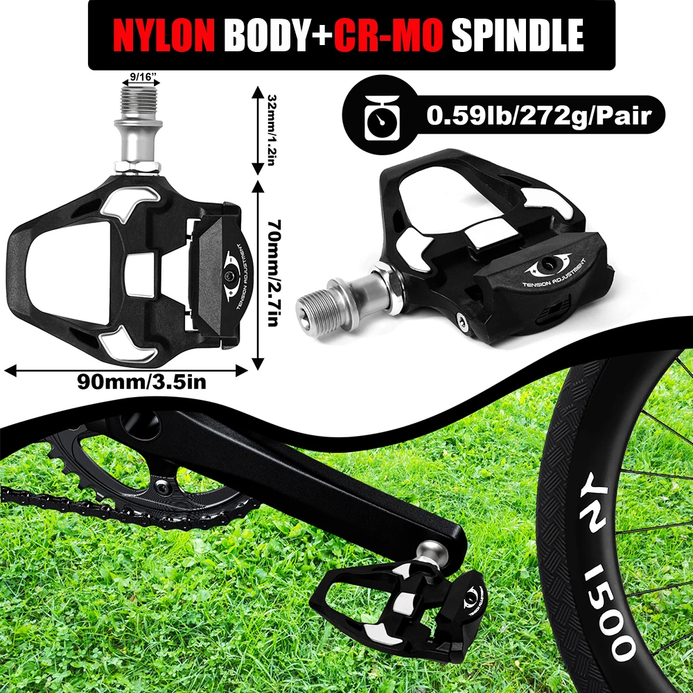 BUCKLOS Bike Lock Pedale Fahrrad Klickpedale für SPD-SL Rennrad Selbstsicherndes Pedal mit Stollen Fahrradzubehör – Detail 6