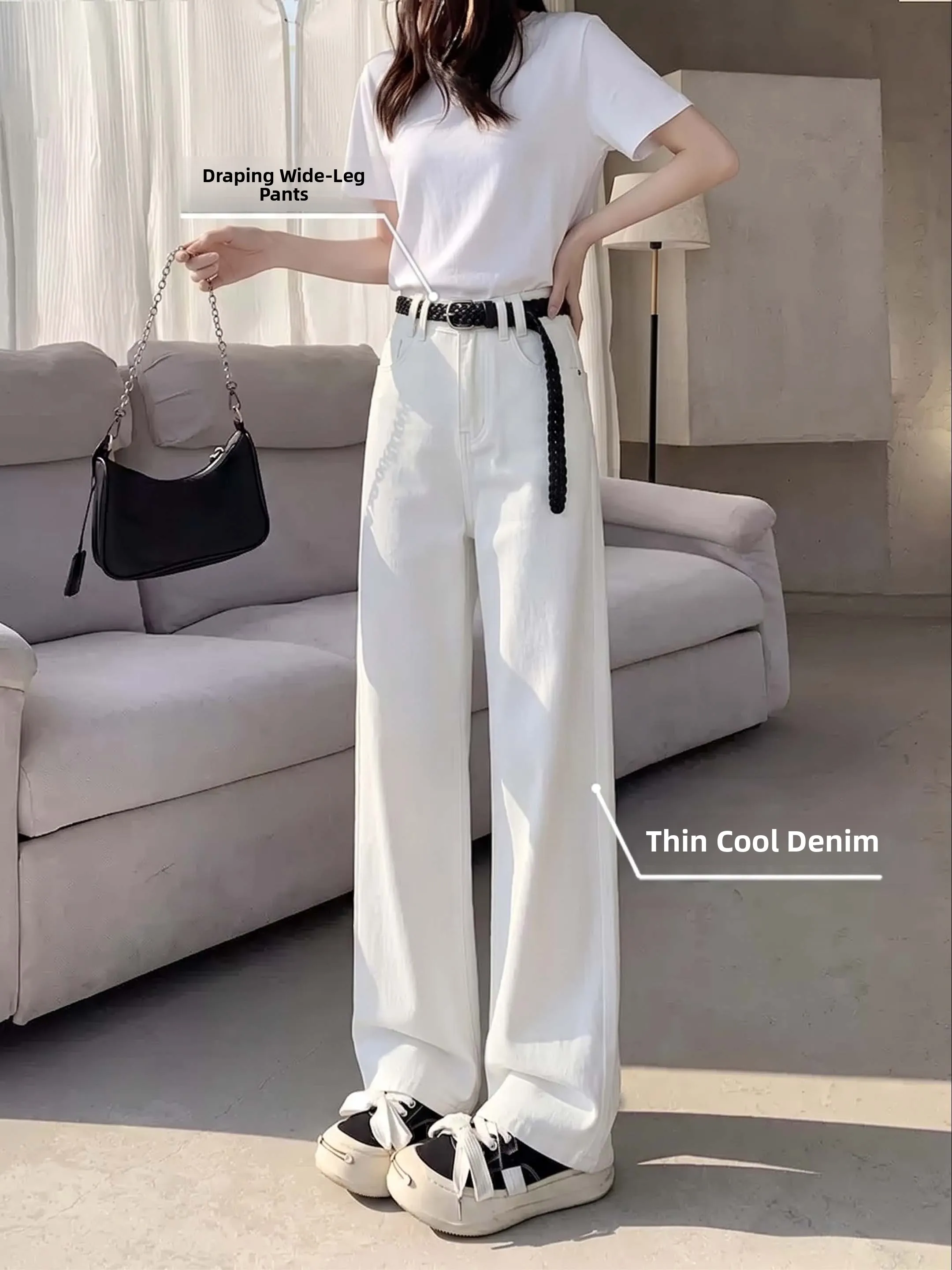 Color Wide Leg Jeans Women's Loose Fit High Waist Casual Long Pants Draping Thin Style Summer Fashion Ladies' Jeans