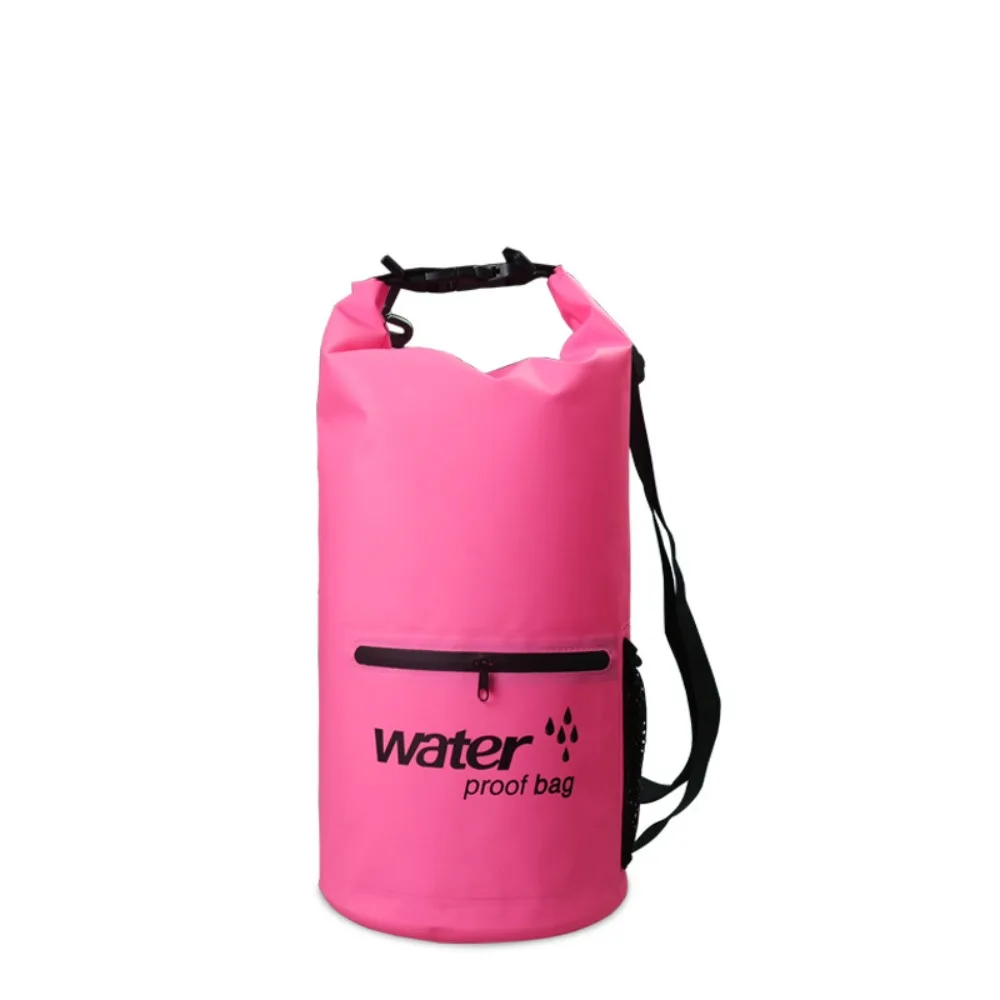 

Zipper Pocket Waterproof Dry Bag Mesh Pocket Thickened Material Roll Top Sack Roll-Top Closure Waterproof Design Organizer Bag