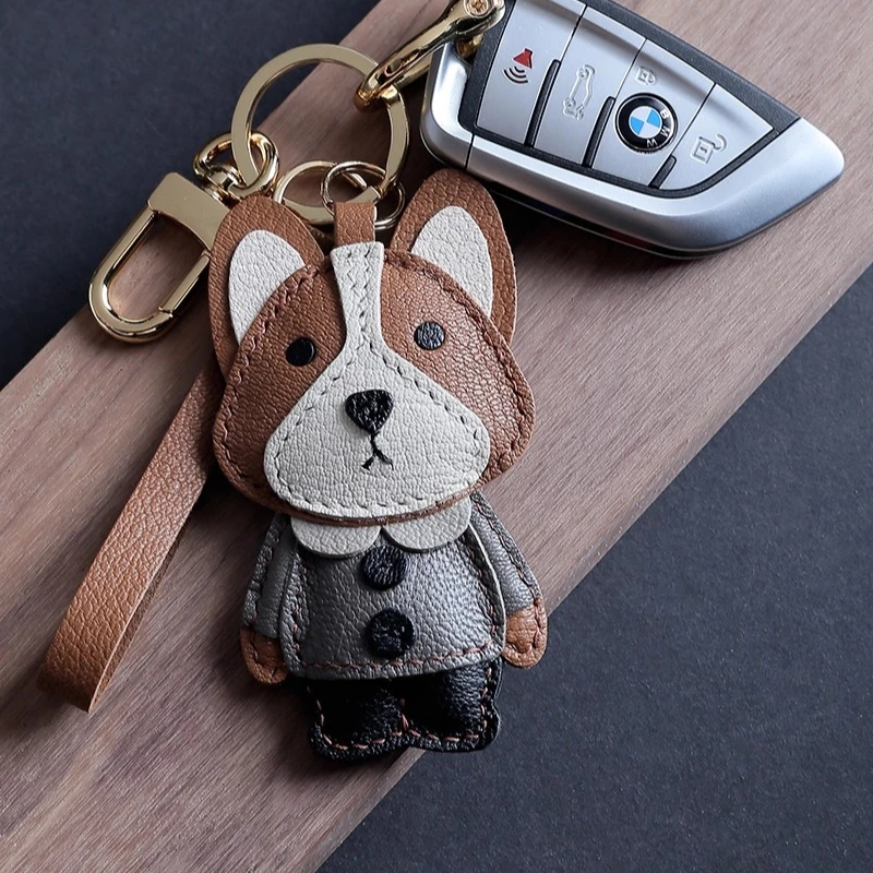 

Handmade Dog Doll Pendant,French Sheepskin Bag Pendant Phone Pendant ,Pure Handmade Genuine Leather Keychain.