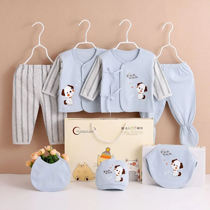 7 Pieces Newborn Clothes Baby Gifts Pure Cotton Baby Set 0-12 Months Kids Suit Sets For Baby Girls Boys Unisex Without Boxes