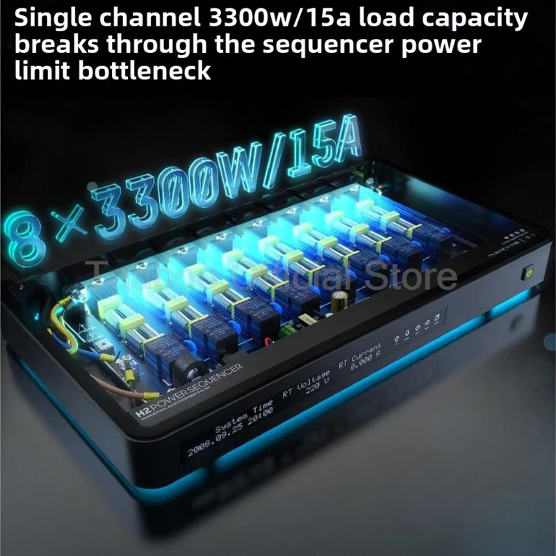 50A 오디오 시퀀서 10KW 총 전력 공급 8채널 전원 분배기 0-999초 타이밍 제어 사운드 시스템 홈 시어터 DJ용