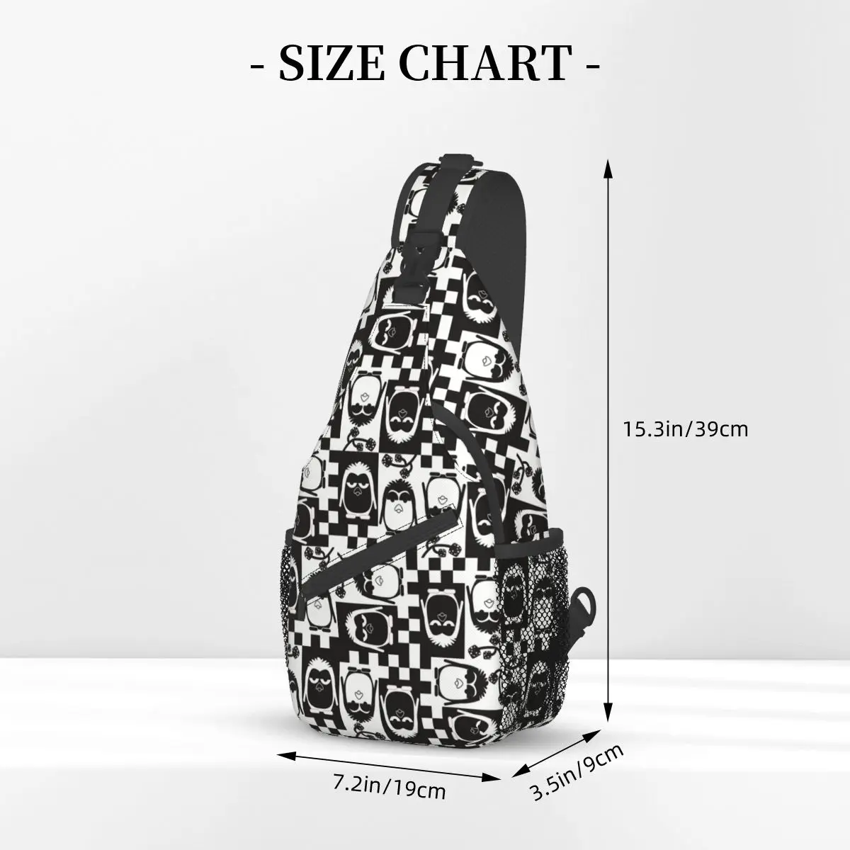 Penguin Animal Bird Crossbody Sling Bag Casual Chest Bag Black And White Shoulder Backpack Daypack for Hiking Outdoor Biking Bag