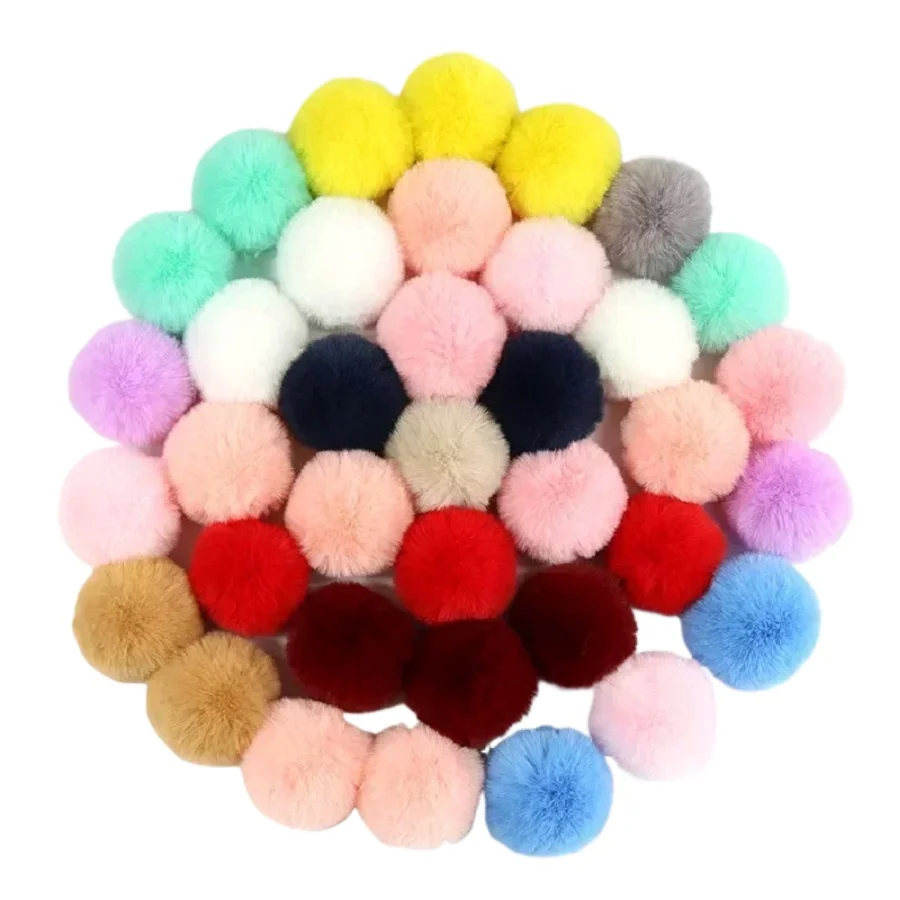 5PCS Fluffy Plush Balls 5cm Faux Fur Pompom For DIY Ring Keychain Shoes Hats Pom Pom Sewing Crafts Accessories Materials