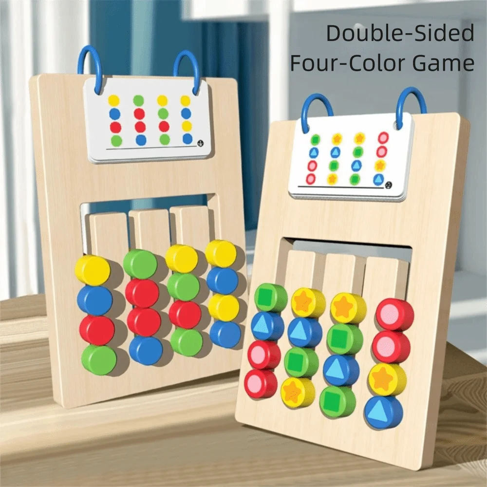 

4-color Colors Matching Game Montessori Double Sided Thinking Develop Wooden Brain Logic Colors Cognitive Puzzles Student