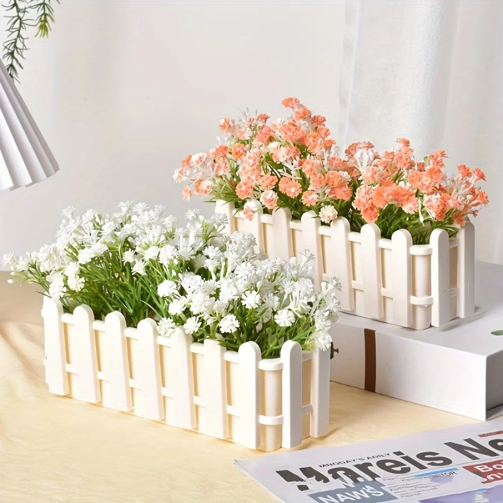 Artificial Fleshy Fence False Flower Decoration | Small Fence Small Flower Arrangement Long Plastic Flower Groove Home Decor