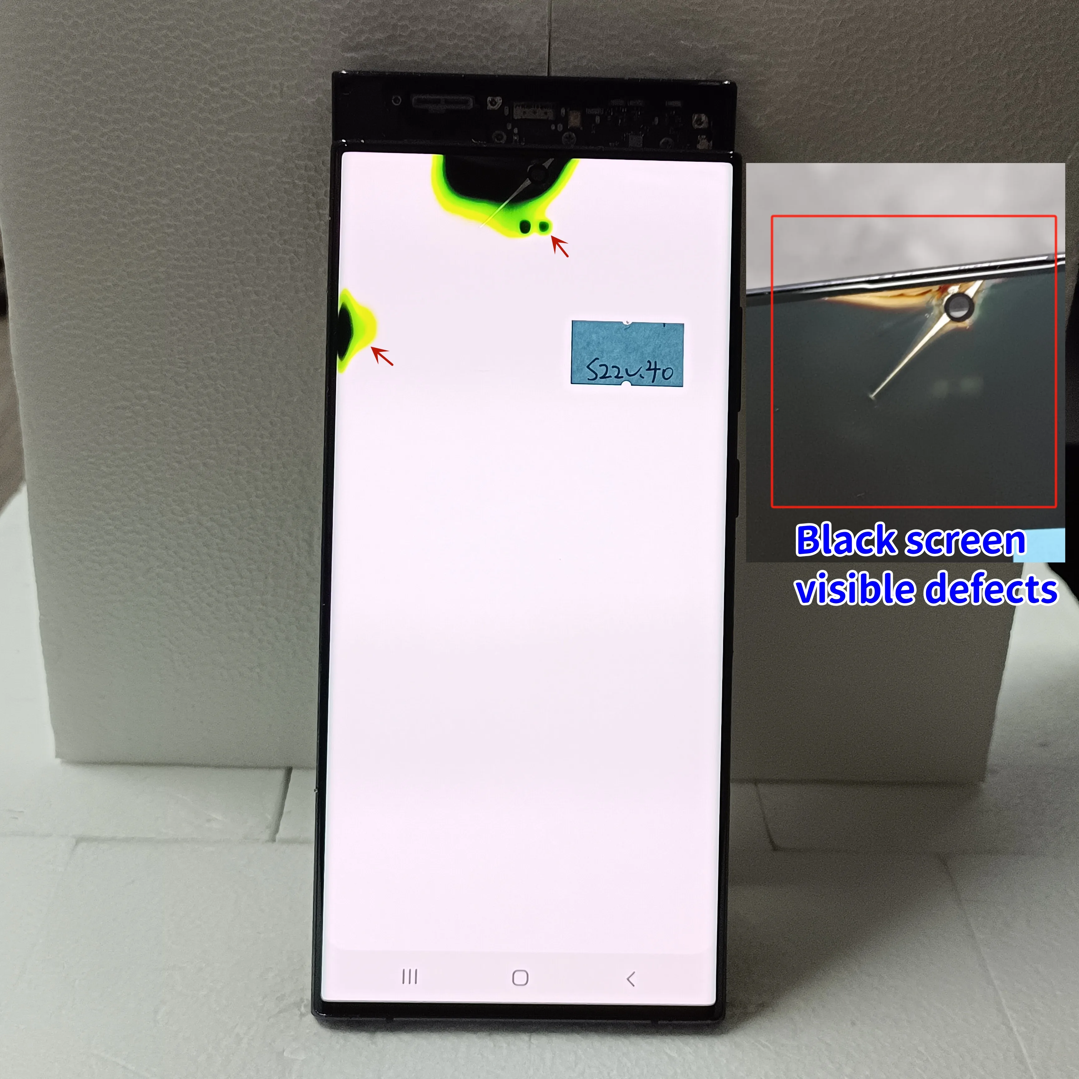 Imagem -03 - Testes Display Amoled para Samsung Galaxy S22 Ultra 5g Lcd S908 S908u Sm-s908b ds Digitador da Tela de Toque com Pontos Pretos 100