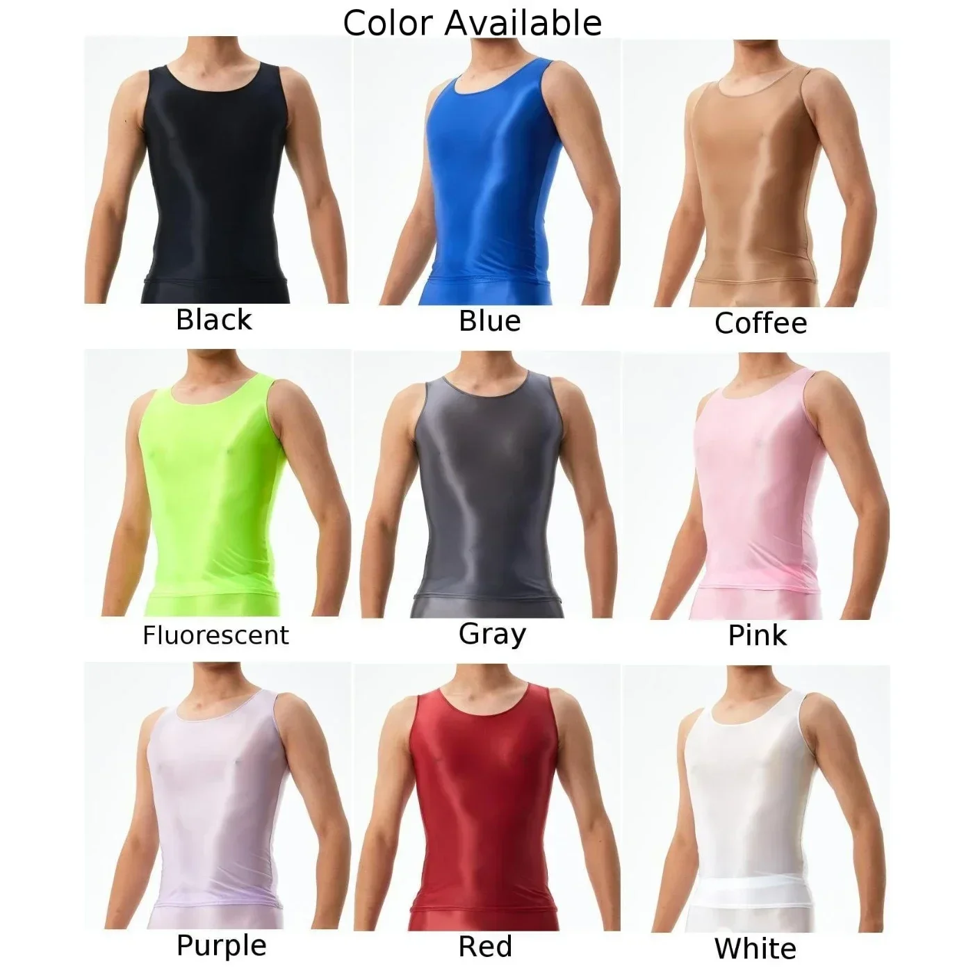 Men Top Top Top Casual Men Oil Shiny Sleeveless Smooth Solid Color Tank Top For Men Affordable Brand New Fashion