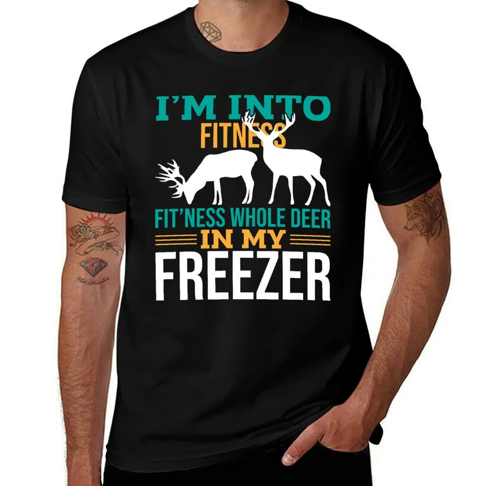 Me apasiona el fitness: Camiseta con diseño de ciervo entero en mi congelador, camiseta deportiva que absorbe la humedad.