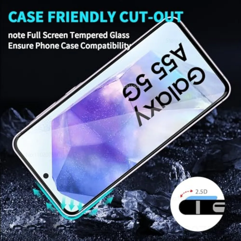 2 قطعة سهلة التركيب حامي الزجاج المقسى لسامسونج غالاكسي A07 A05 A06 A16 A17 A36 A33 A35 A54 A56 A50 A30 A31 A21 HD فيلم