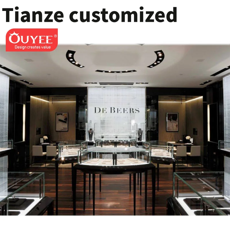 Customized-Modern Fashion Jewelry Store Counter Vitrine Furniture Jewelry Store Showcase Display Jewellery Shop Counter Desi