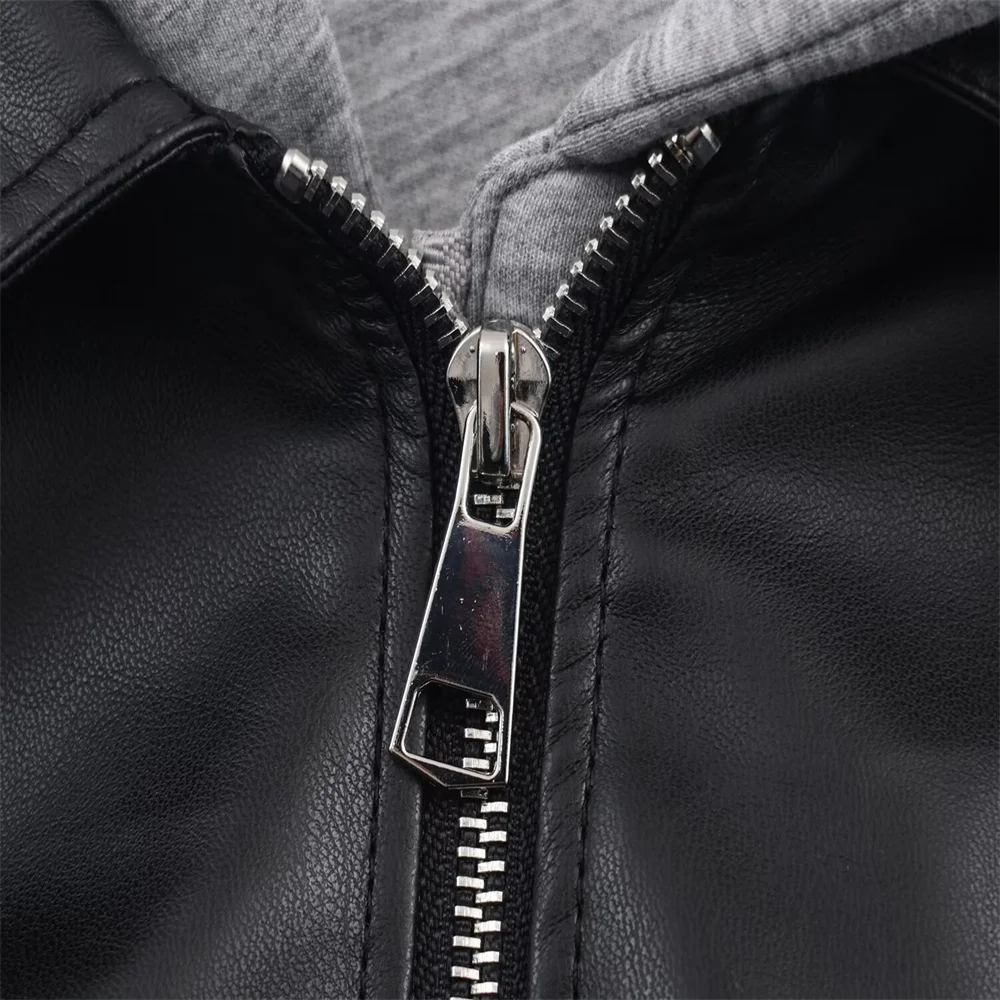 Abbigliamento da donna in stile europeo e americano nuova moda versatile giacca effetto pelle patchwork