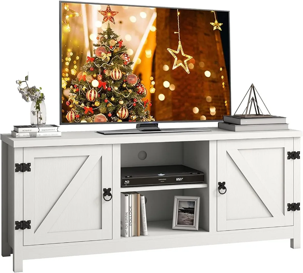 

Modern Farmhouse TV Stand for 65 inch TV, Entertainment Center with Storage and Open Shelves, Wood TV Stands TV Table Stand