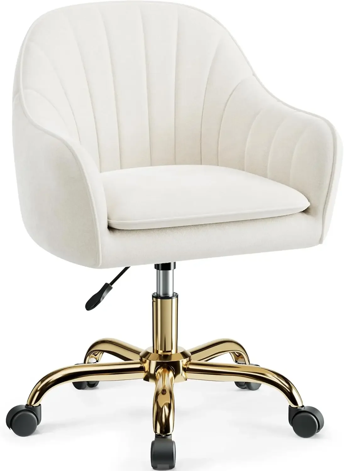 

Vanity Chair with Wheels, Comfy Home Office Desk Chairs Adjustable Modern Velvet Makeup Vanity Chairs for Bedroom Living Room-Be