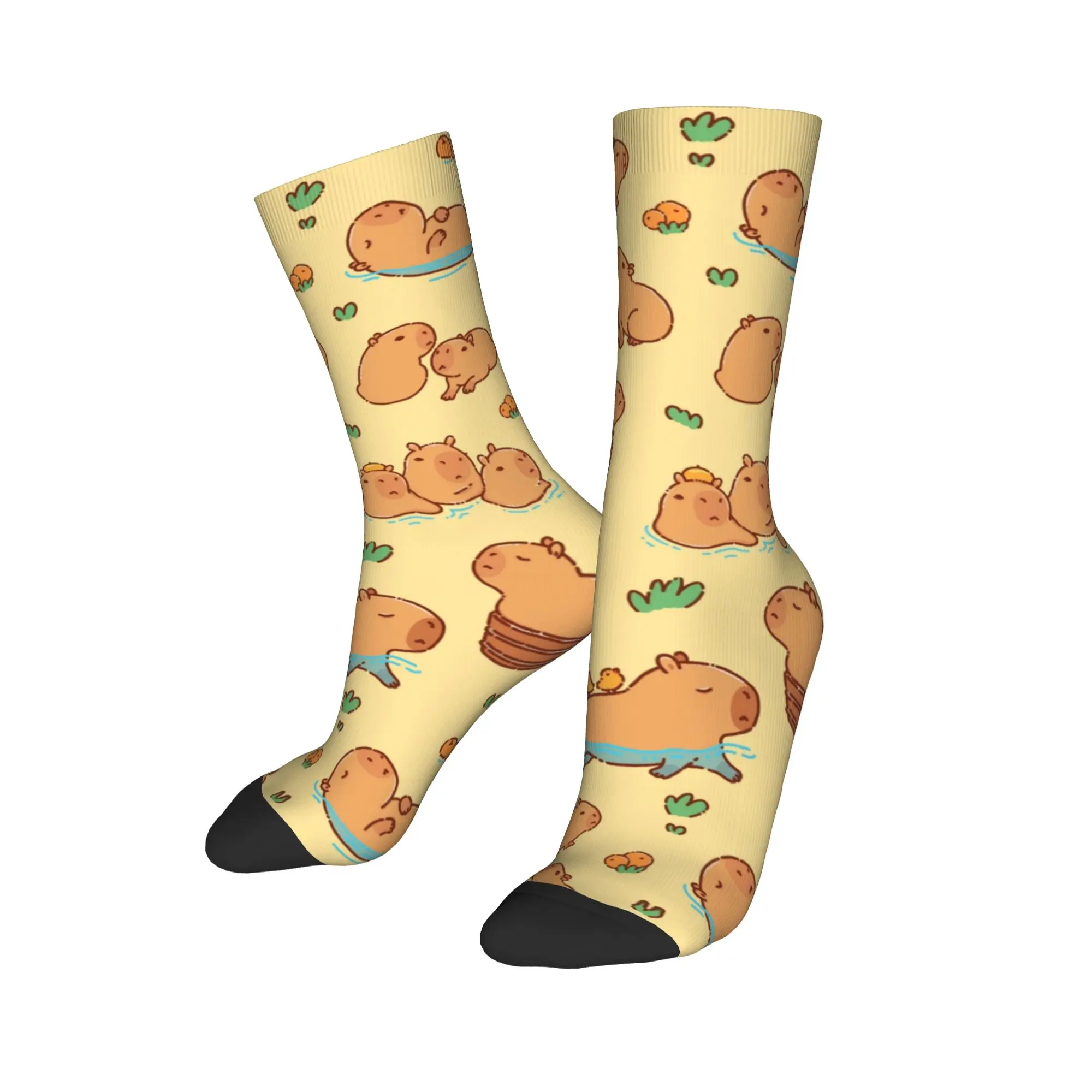 Coole Strümpfe, niedliche riesige, zellige Capybara-Socken für Damen und Herren, warme, weiche Skateboard-Crew-Socken